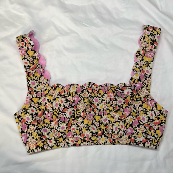 Marysia Pink and Black Floral Reversible Bikini Scalloped - Picture 7 of 15